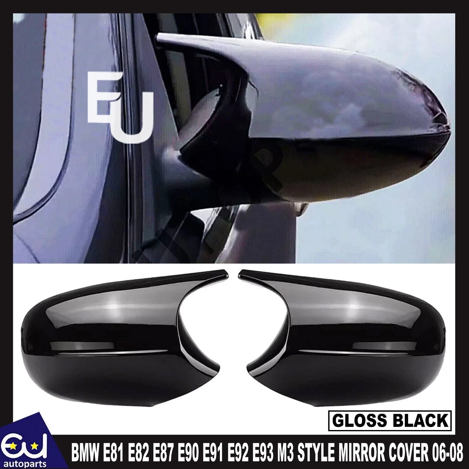 2X MIRROR CAP COVER GLOSS FOR BMW E81 E82 E87 E90 E91 E92 E93 PRE LCI M3 STYLE